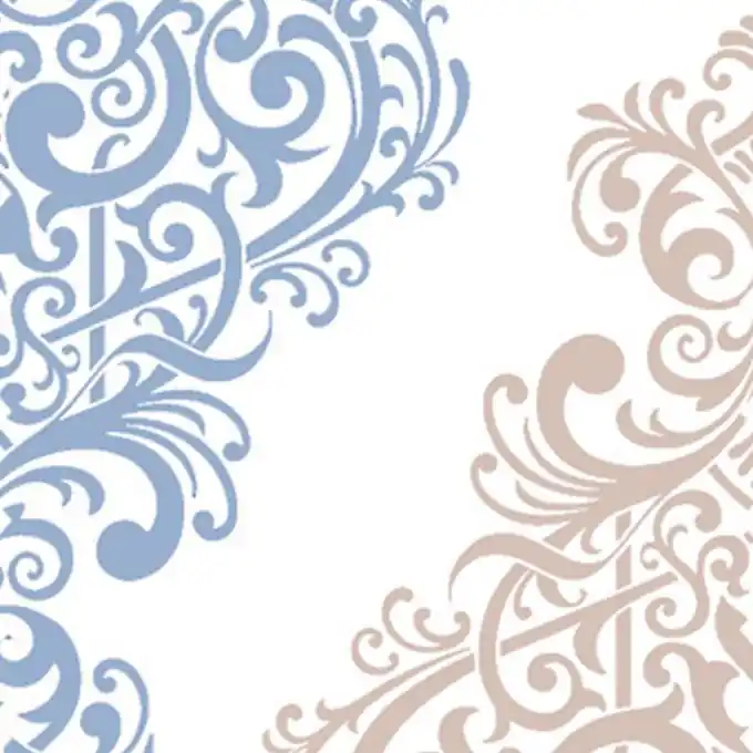 Baumwollstoff Ornamente Blau/Beige Limited Edition