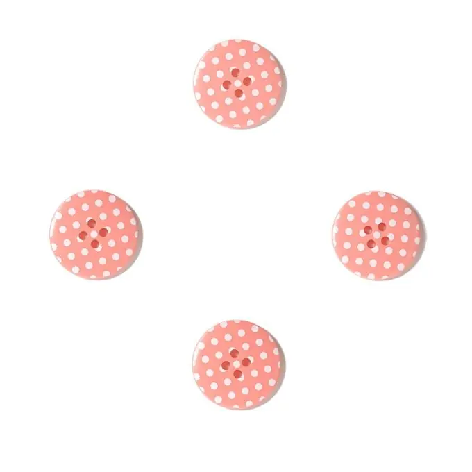 Expressversand Knöpfe Vichy mit Punkten 25 mm Koralle weiß
