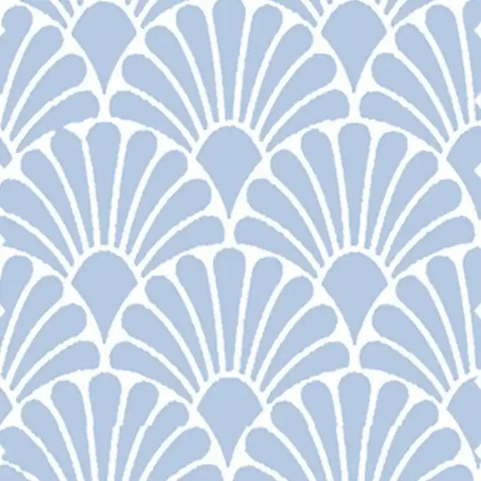 Letzte Chance Baumwollstoff Fächermotiv Azurblau