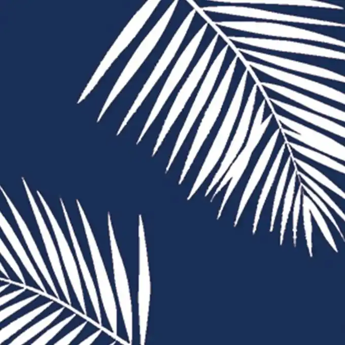 Baumwollstoff Palmenblatt Blau Neue Ware