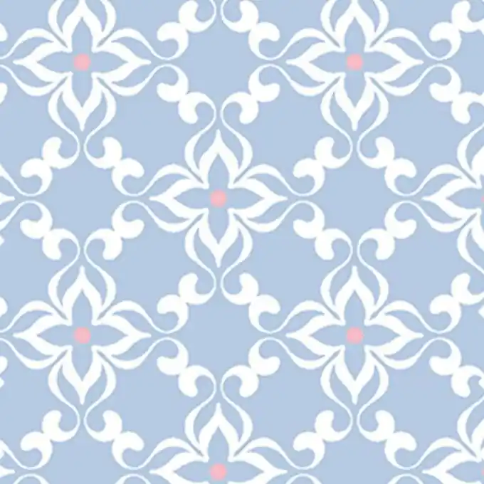 Baumwollstoff Ornamnete BLOOMS Hellblau Weltweiter Versand