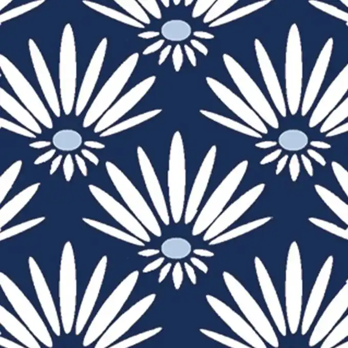 Markenprodukt Baumwollstoff BLOOMS Ornamente Blau