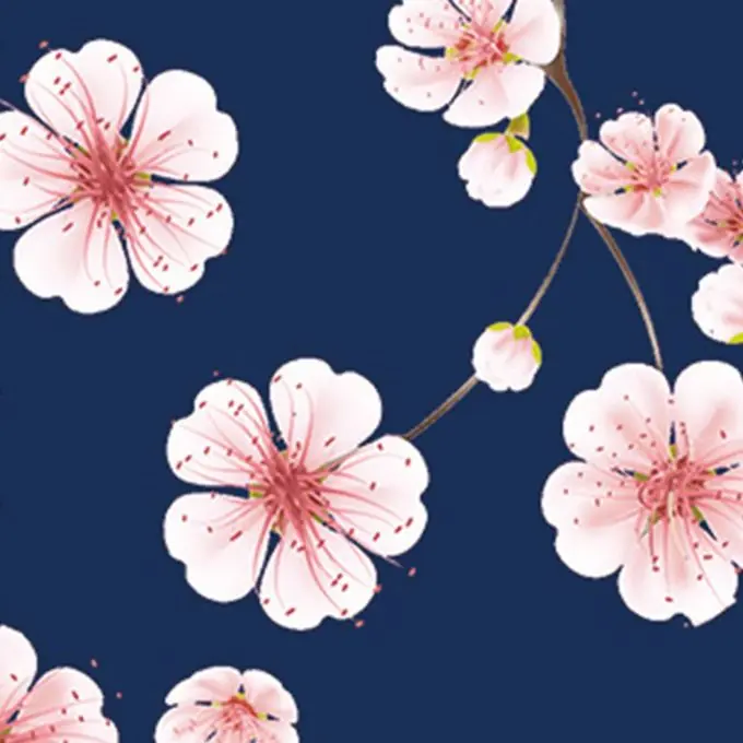 Baumwollstoff Kirschblüten Blau Schnäppchen