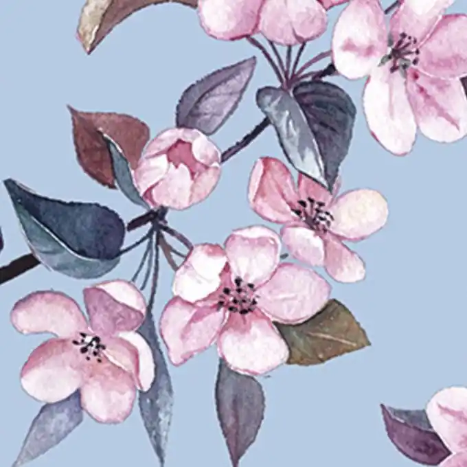 Baumwollstoff Kirschblüten Hellblau Top-Angebot