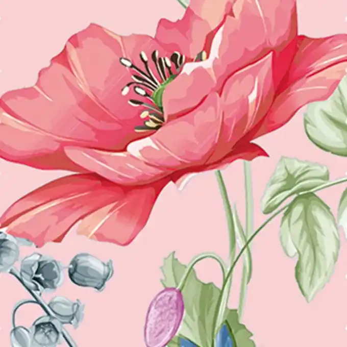 Preisreduziert Baumwollstoff Mohn Rosa