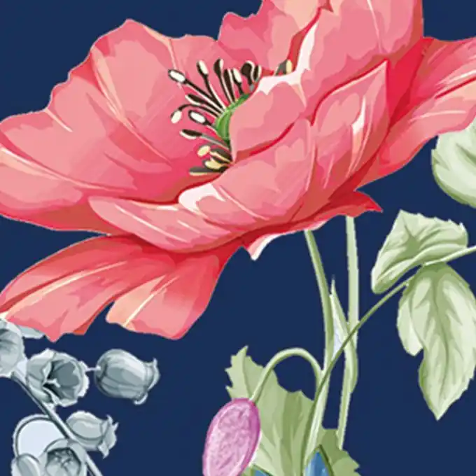 Baumwollstoff Mohn Blau Abverkauf