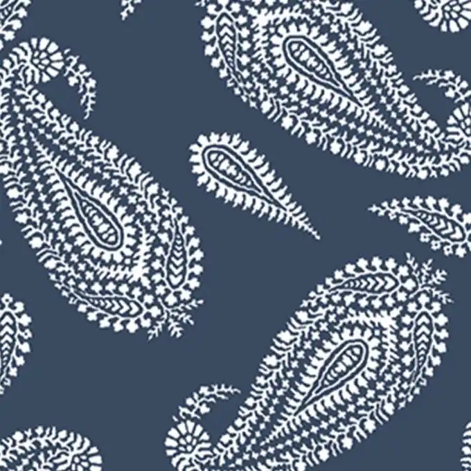 Saisonangebot Baumwolljersey Paisley Weiss/Blau