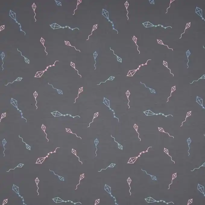 Baumwolljersey Drachenmotiv Grau Preis Gesenkt