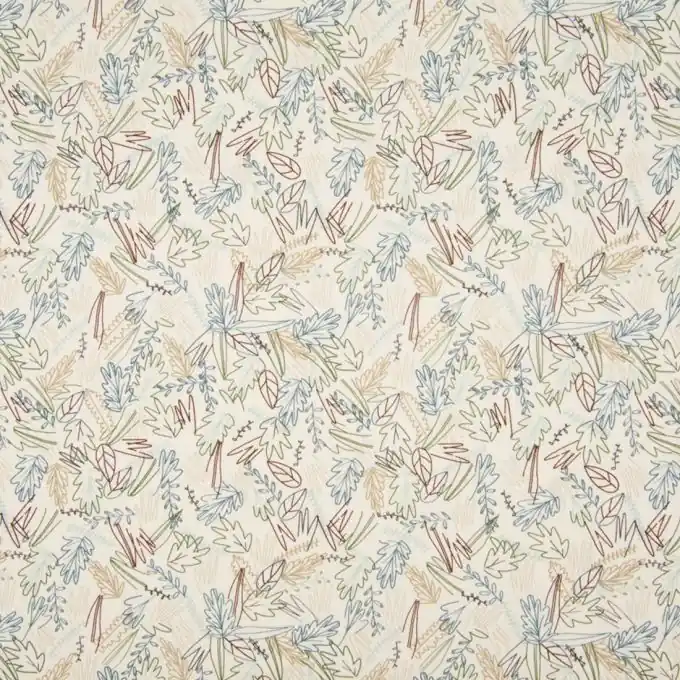 Premium Baumwolljersey Blattmotiv Ecru