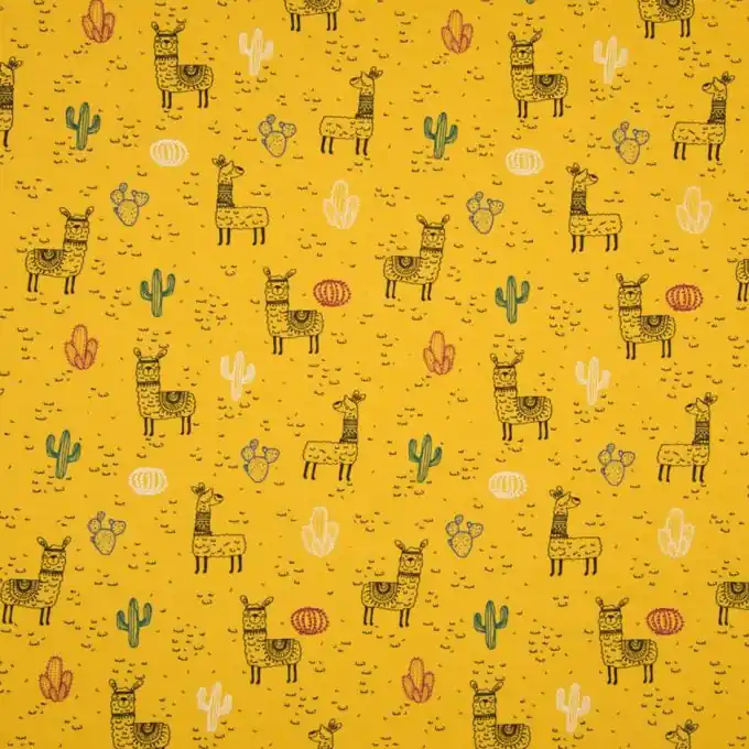 Großhandel Baumwolljersey Lamas Gelb