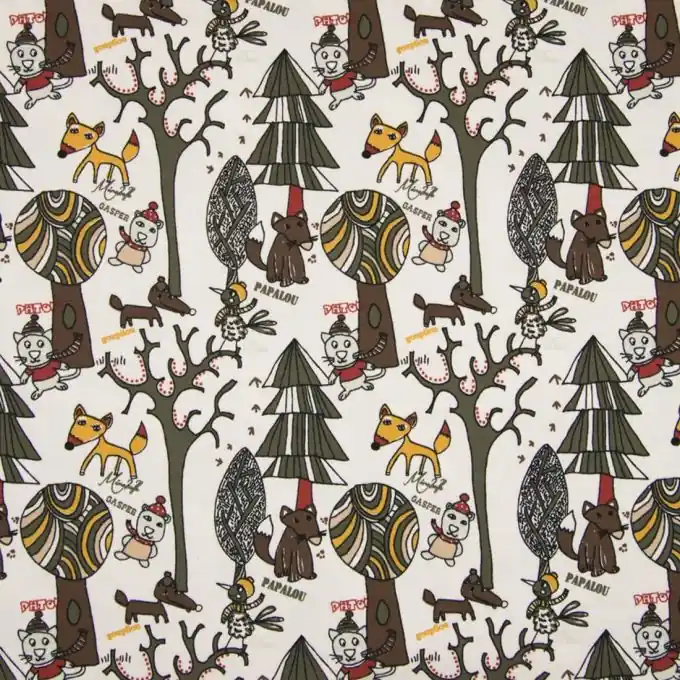 Baumwolljersey Waldtiere Braun Hochwertig