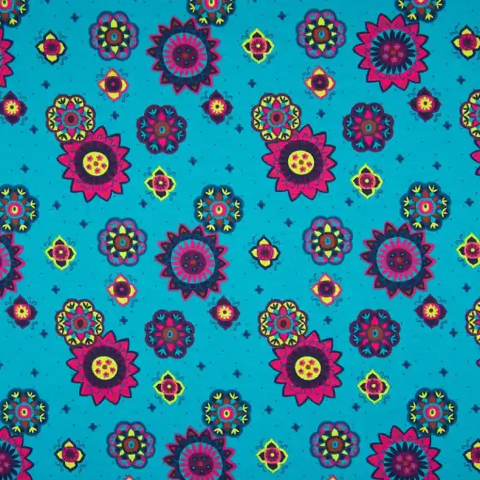 Jersey Blumenmuster Rosa/Blau Jetzt Kaufen