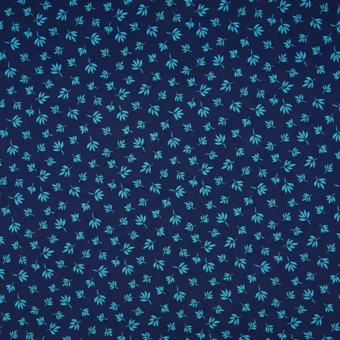 Neuheit Baumwolljersey Blattmuster Blau