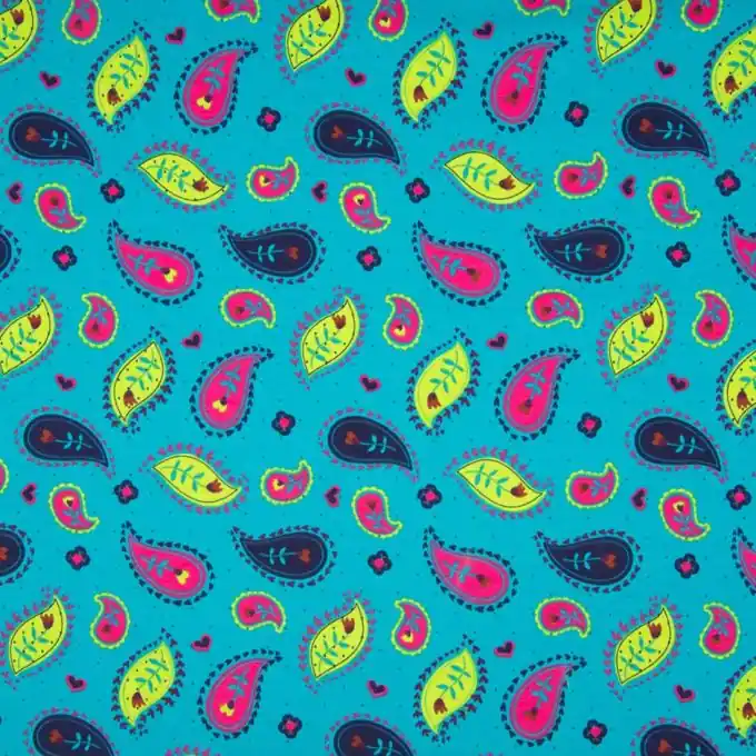 Preiswert Jersey Paisleymuster Blau/Rosa