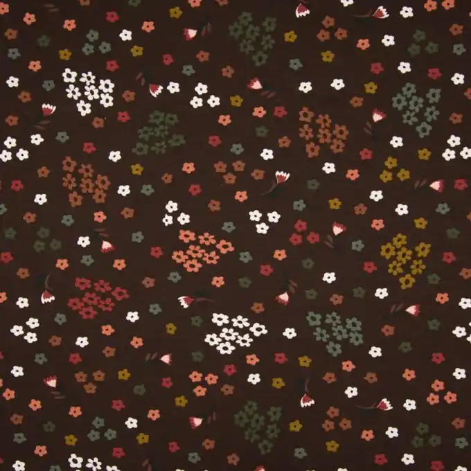 Brauner Baumwolljersey Blumenmuster Rabatt