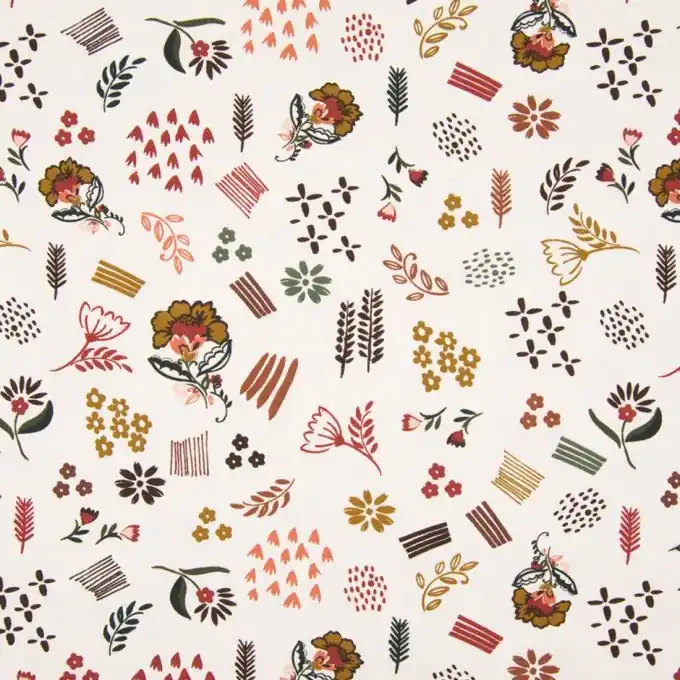 Geblümter Jerseystoff Creme Billig