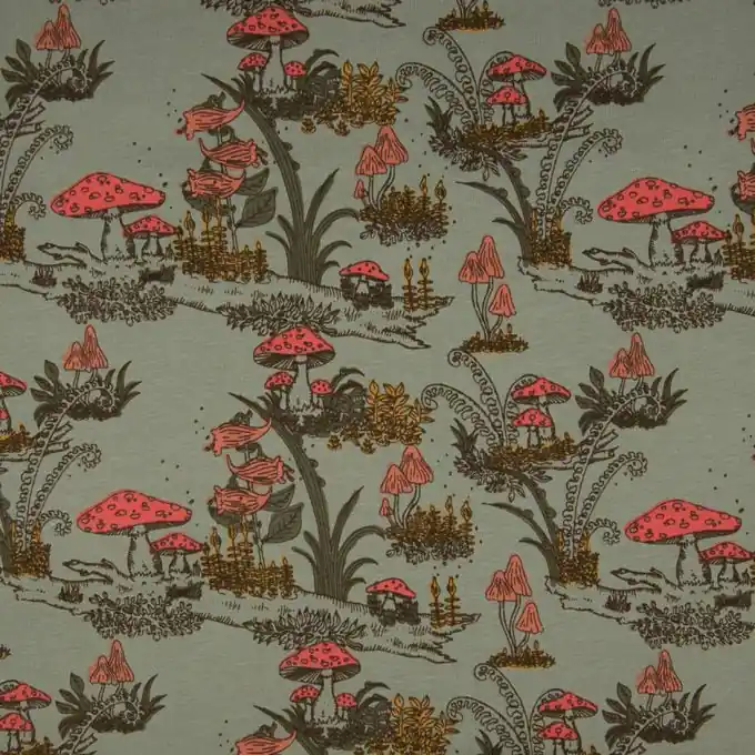 Baumwolljersey Wald Grün Billig