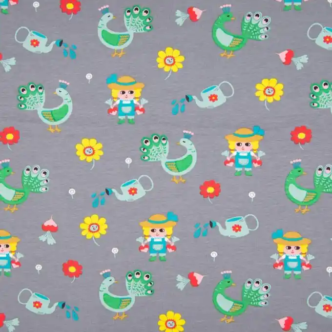 Highlight Jerseystoff Garten Blau