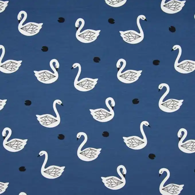 Neuheit Baumwolljersey Schwan Navy