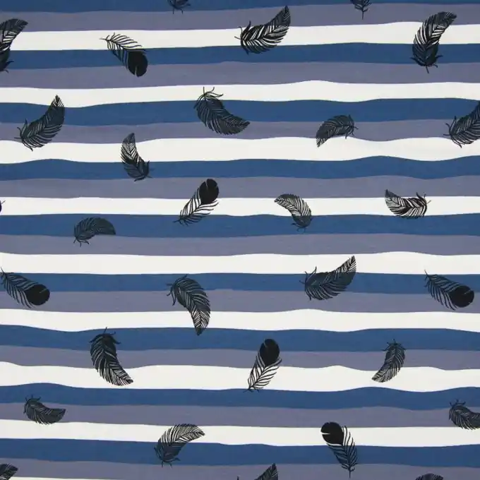 Echt Baumwolljersey Federn Navy