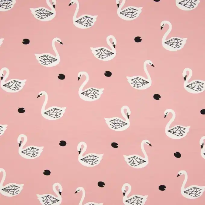 Günstig Baumwolljersey Schwan Rosa