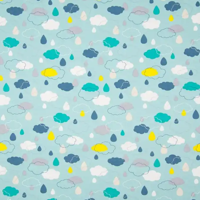 Jerseystoff Wolken Blau Echt