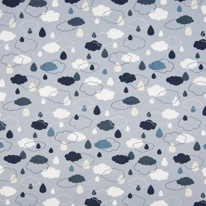Baumwolljersey Wolken Grau Ausverkauf