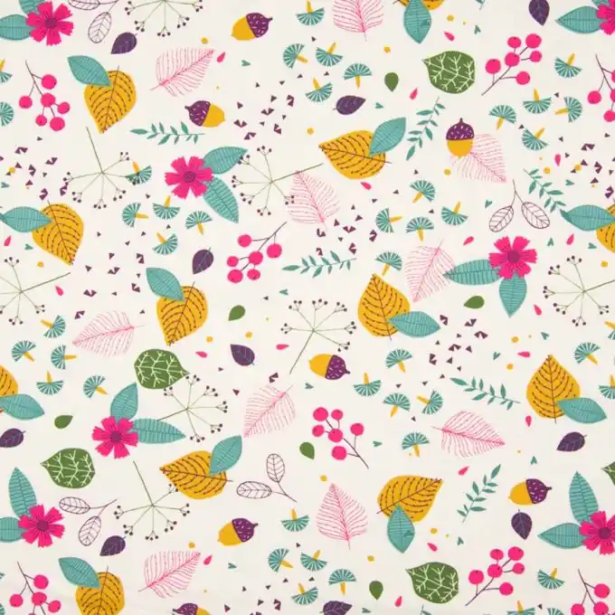 Großhandel Baumwolljersey Blatt- & Blumenmotiv Bunt