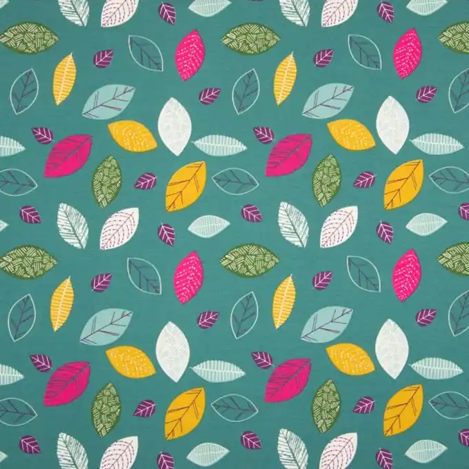 Baumwolljersey Blattmotiv Bunt Bestpreis