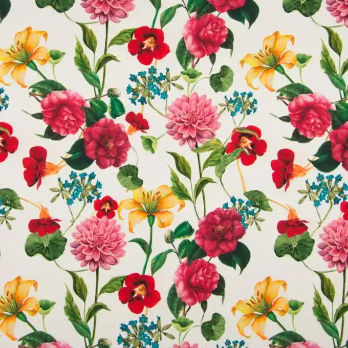 Baumwolljersey Blumen Bunt Geprüft