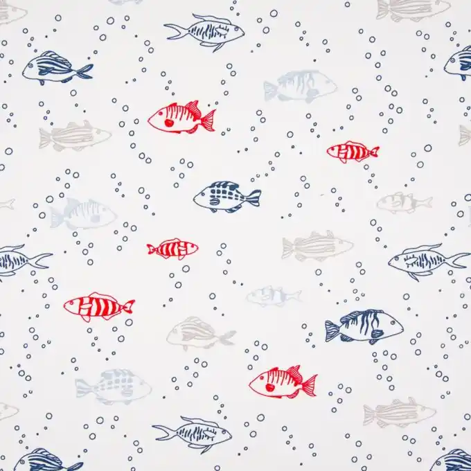 Heißes Angebot Stoff Jersey Sweat Fische weiß