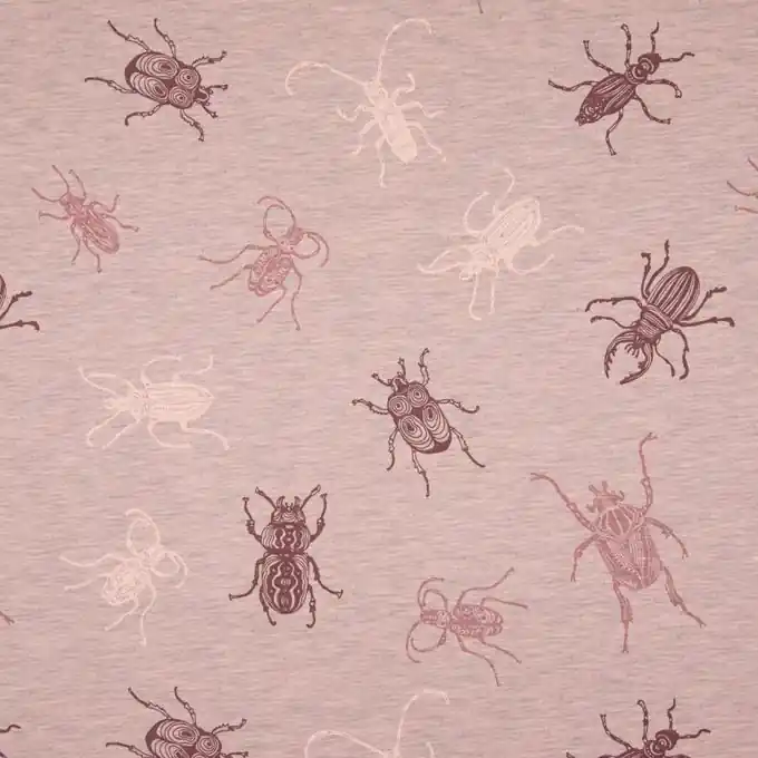 Markenware Jerseystoff Sweat Insektenmotive Rosa