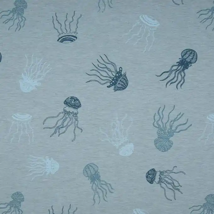 Handgefertigt Jerseystoff Sweat Quallen Blau