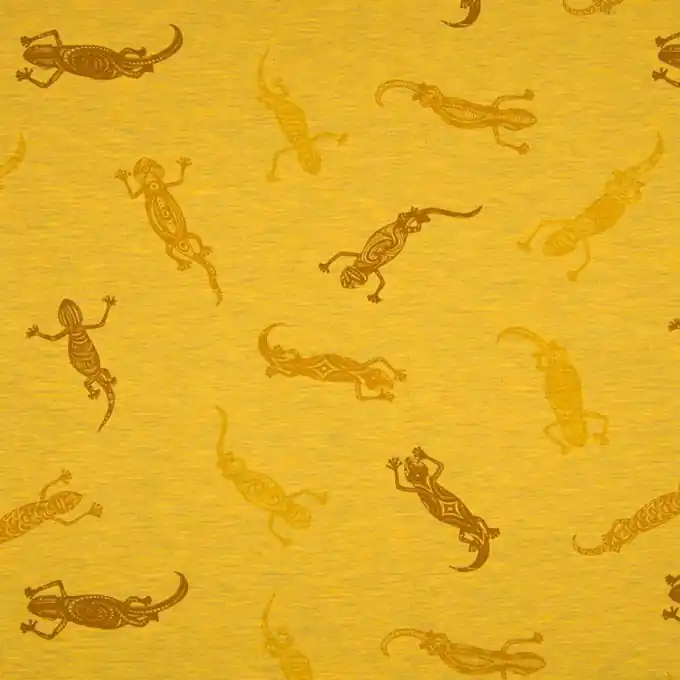 Markenware Sommersweat Eidechsen Gelb