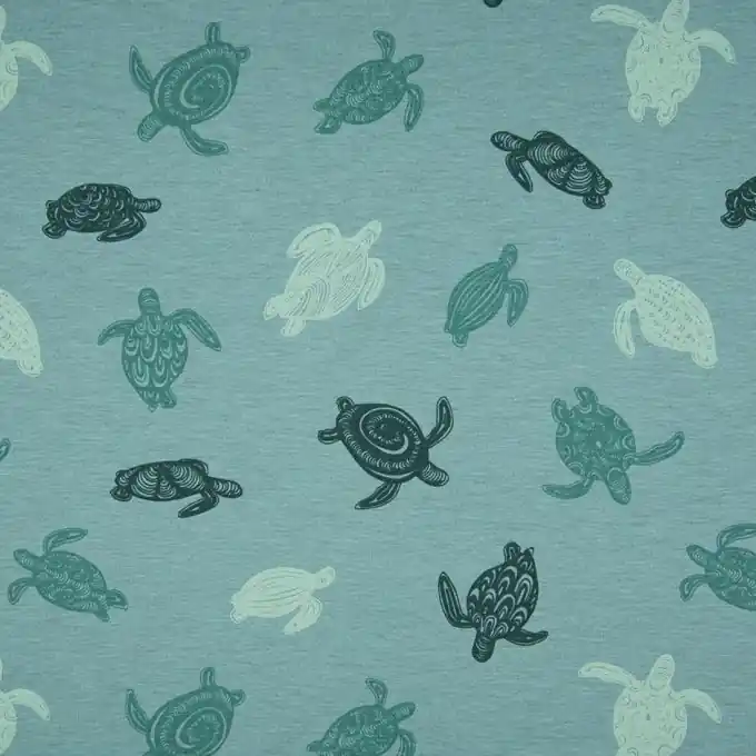 Jerseystoff Sweat Schildkröte Blau Original