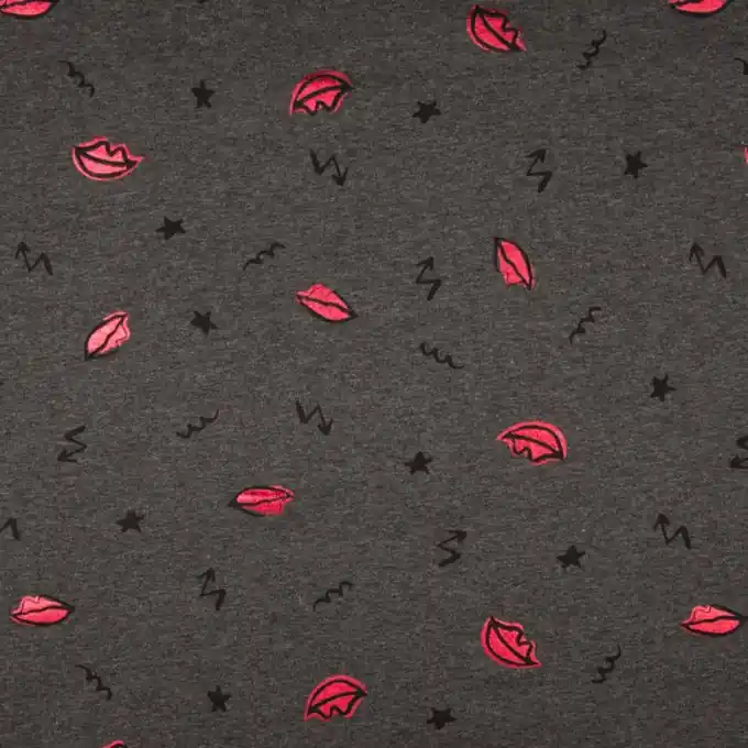 Jerseystoff Sweat Lippen Grau Schneller Versand