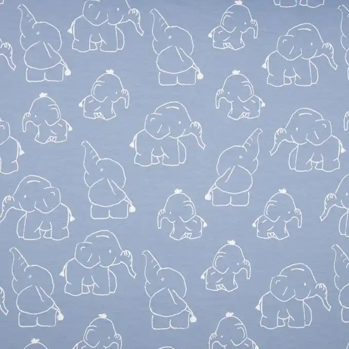 Top-Seller Baumwolljersey Elefanten Blau