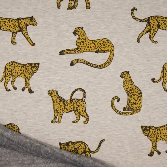 Limited Edition Sweatshirtstoff Leoparden Gelb