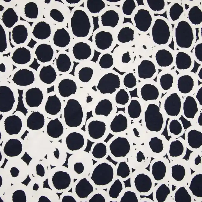 Viskosejersey Kreismotiv Marineblau Großhandel