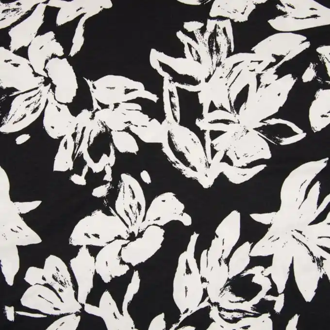 Geblümter Viskosejersey Schwarz Letzte Chance