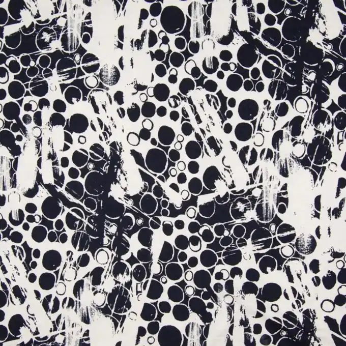 Geprüft Marineblauer Viskosejersey Kreismotiv