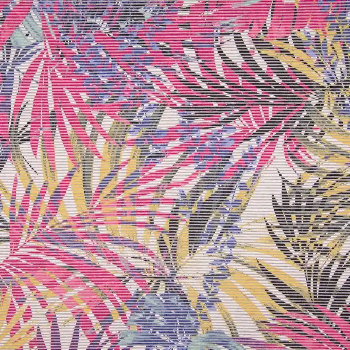 Markenprodukt Gestreifter Jersey Blattmotive Rosa