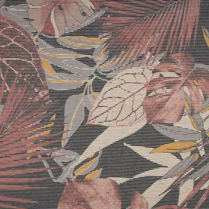 Sichere Zahlung Gestreifter Viskosejersey Blattmotiv Dschungel