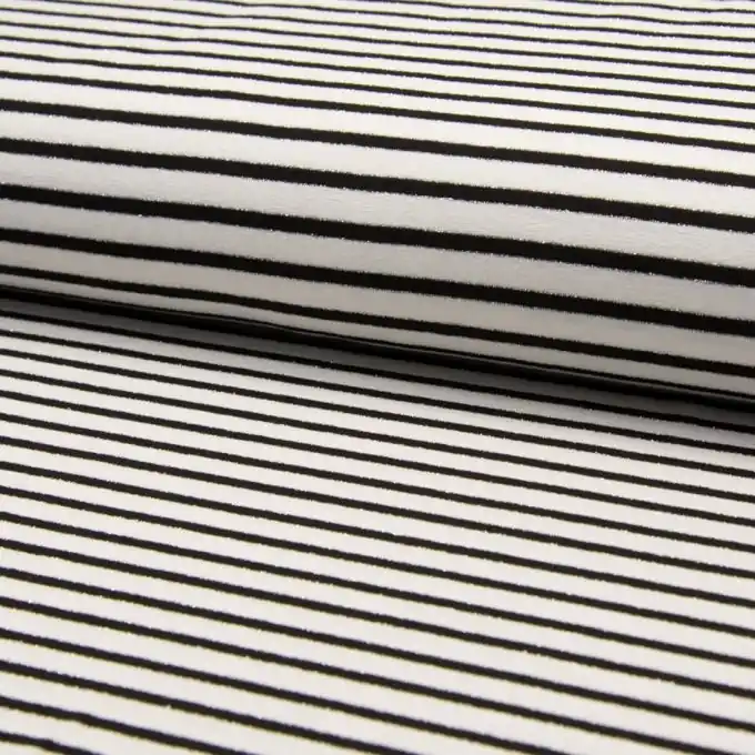 Gestreifter Jersey Schwarz/Weiss Lurex Silbern Jetzt Zugreifen