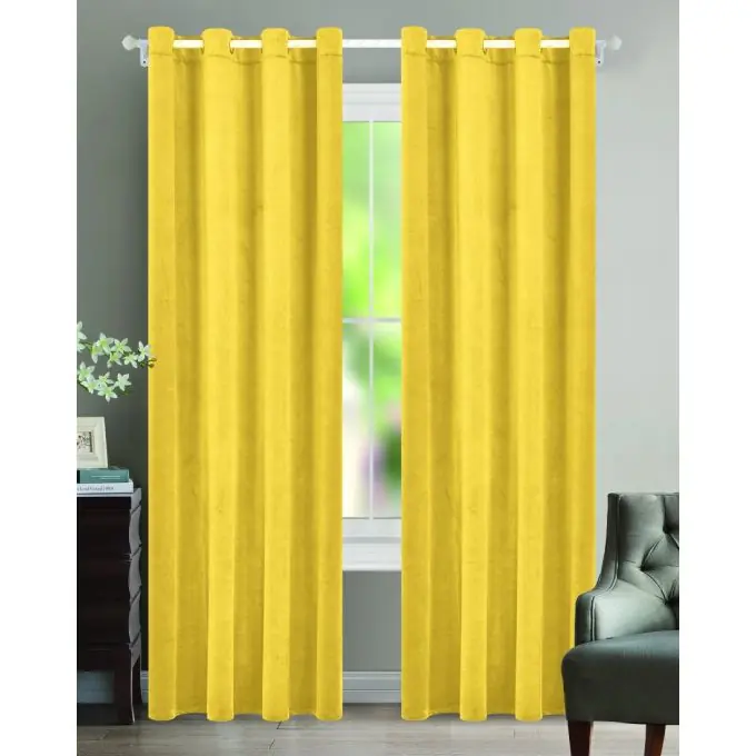 Premium Vorhang Achille dicker Samt gelb 140 x 260 cm
