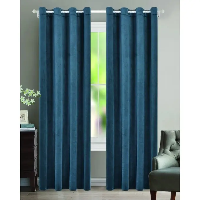 Vorhang Achille dicker Samt blau 140 x 260 cm Neu Im Sortiment