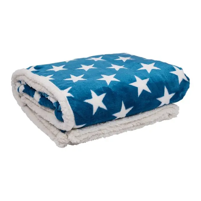 Decke Sterne Sherpa Blau 130 x 170 cm Top-Preis