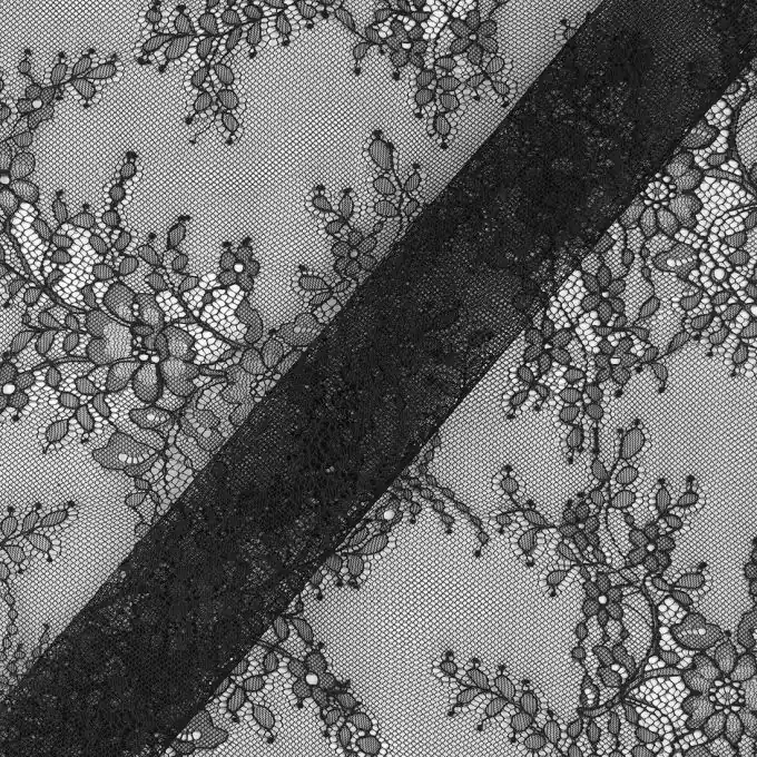 Netzstoff Schwarz Kirschblüten Aktuell