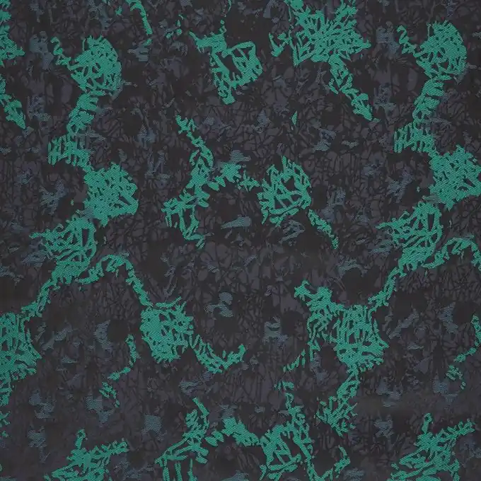 Handgefertigt Jacquardstoff Zweige Blaugrün