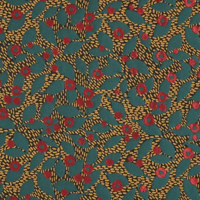 Markenprodukt Jacquardstoff Blattmotiv Grün